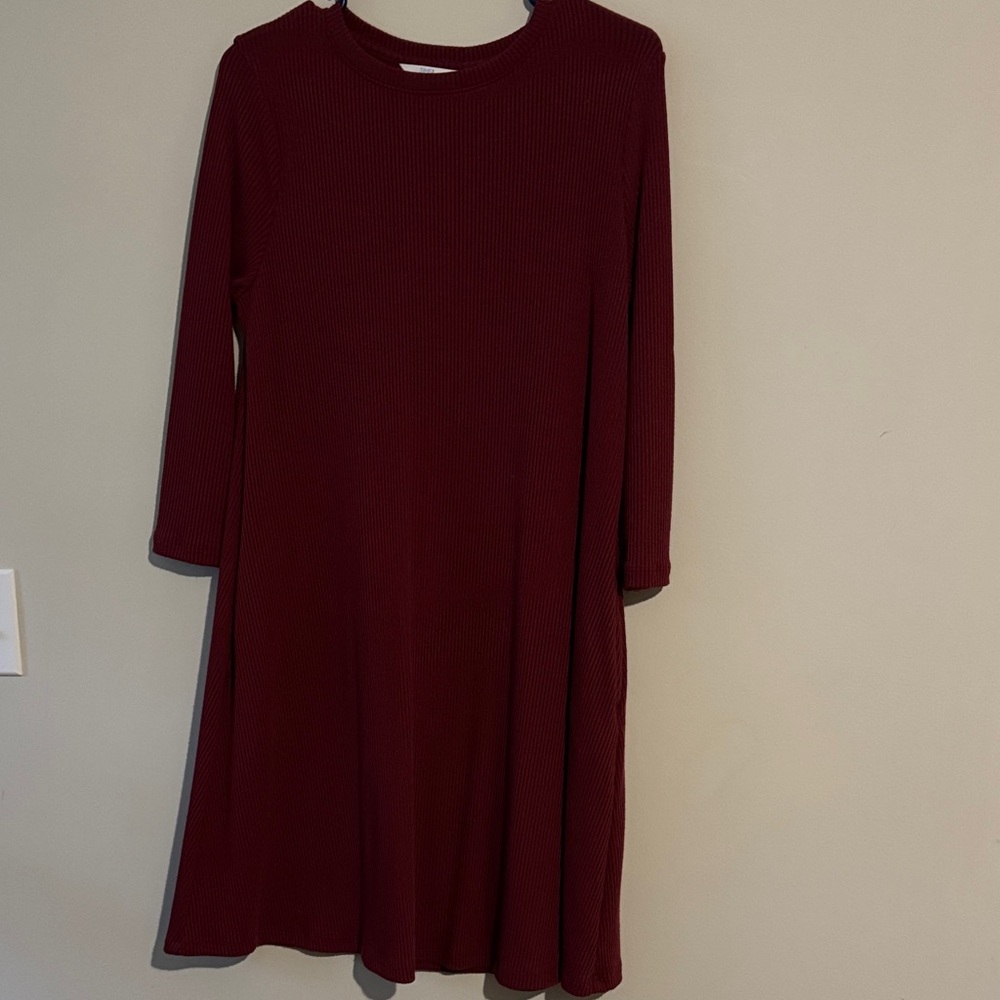 Burgundy Long Sleeve Dress